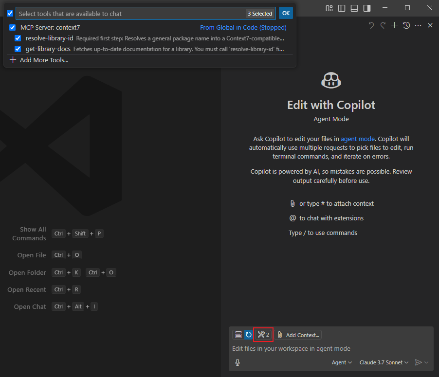 Context7 in Agent mode.